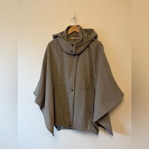 DKNY Charcoal Hooded Wool-blend Cape Jacket